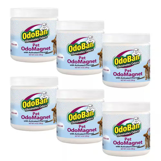 14 Oz. Odomagnet Odor Absorber with Activated Charcoal, Pet Odor Eliminator for Home, Bathroom, Fresh Air Scent (6-Pack)