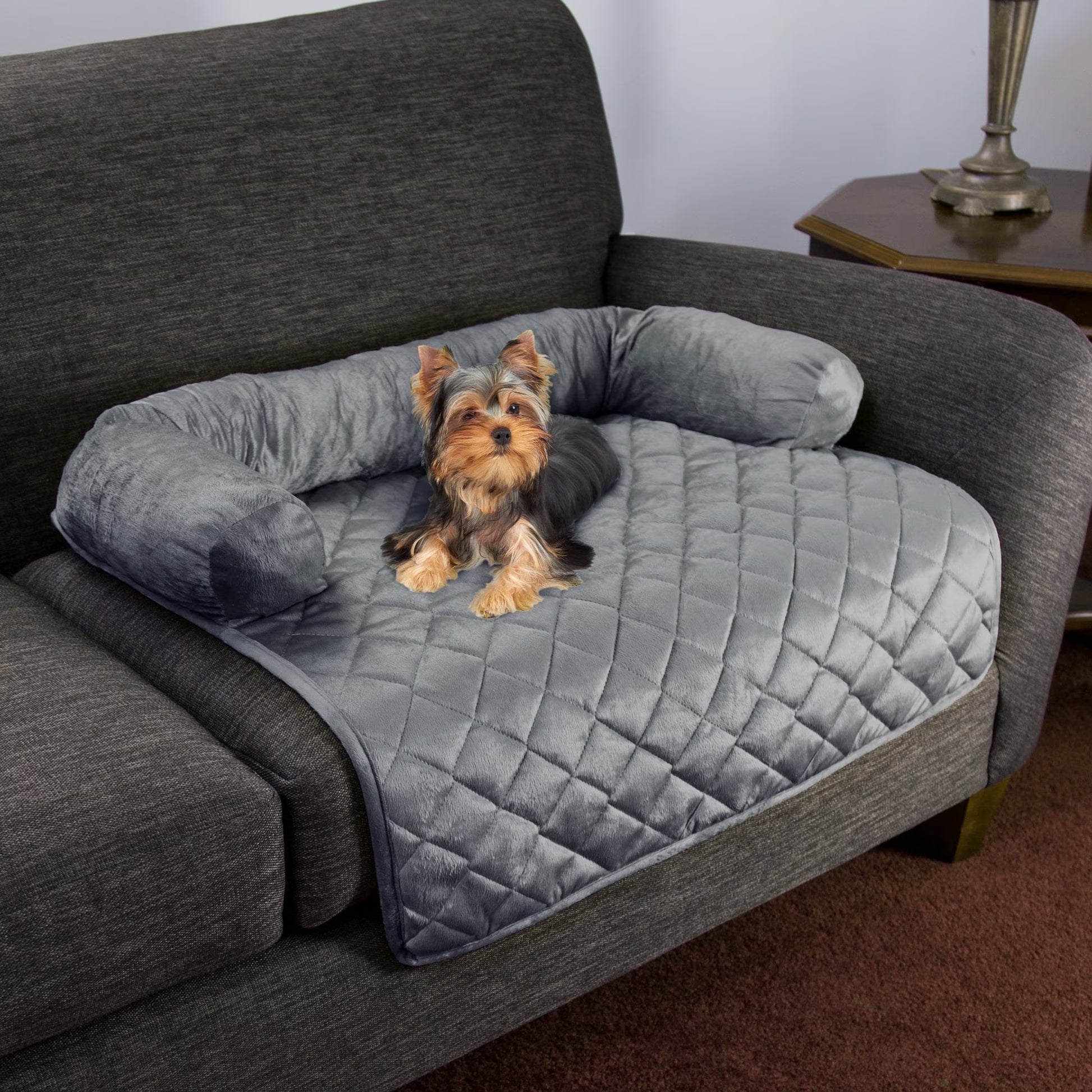 35X35 Couch Cover for Dogs with Memory Foam Bolster (Beige)