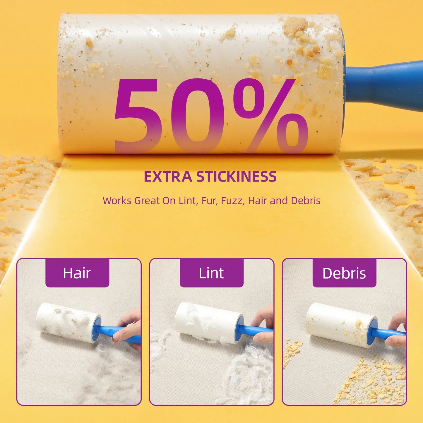 Lint Roller for Pet Hair, Extra Sticky Rollers for Clothes 6 Pack, 540 Sheets Total