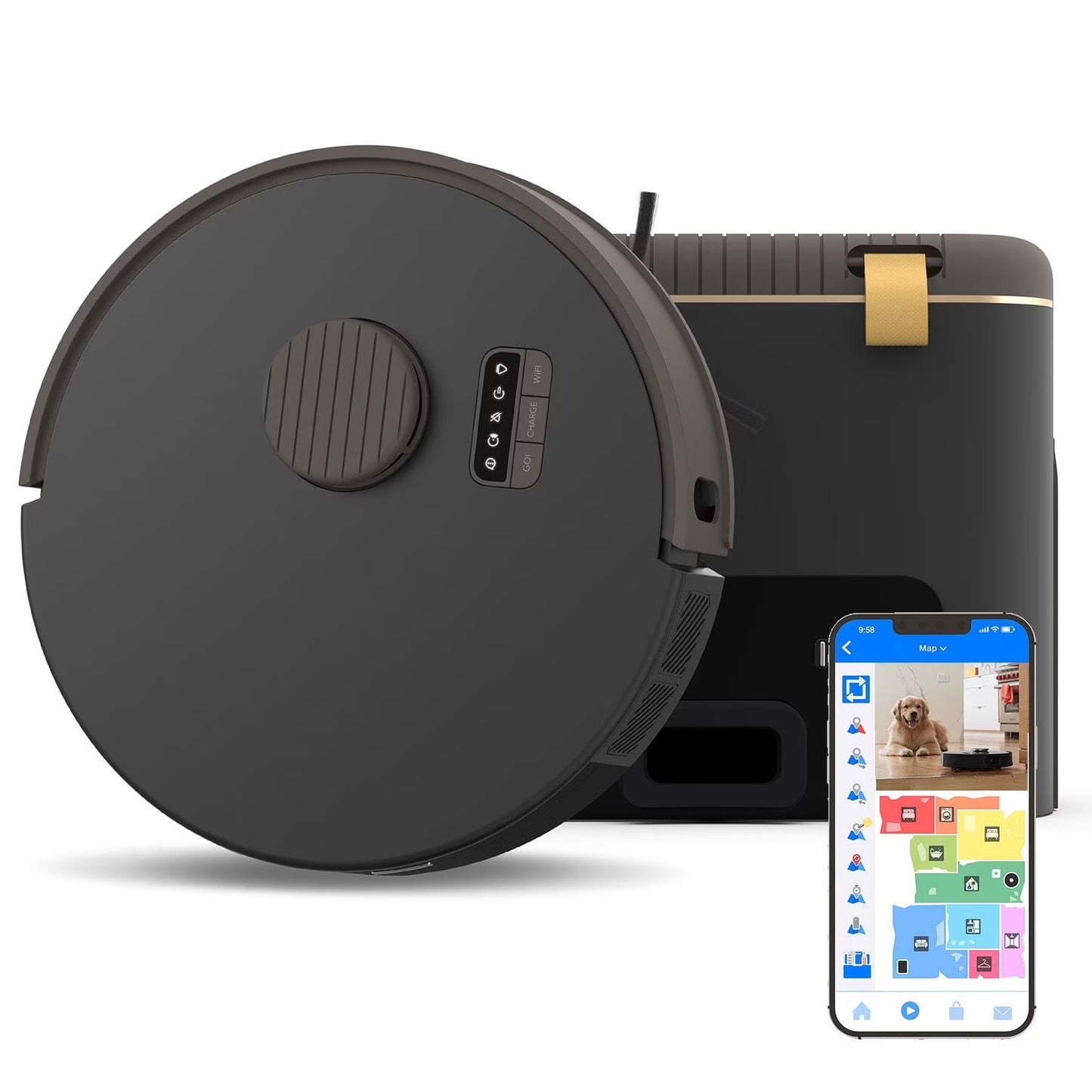 Open Box  Bio Self-Emptying Robot Vacuum & Mop, Black