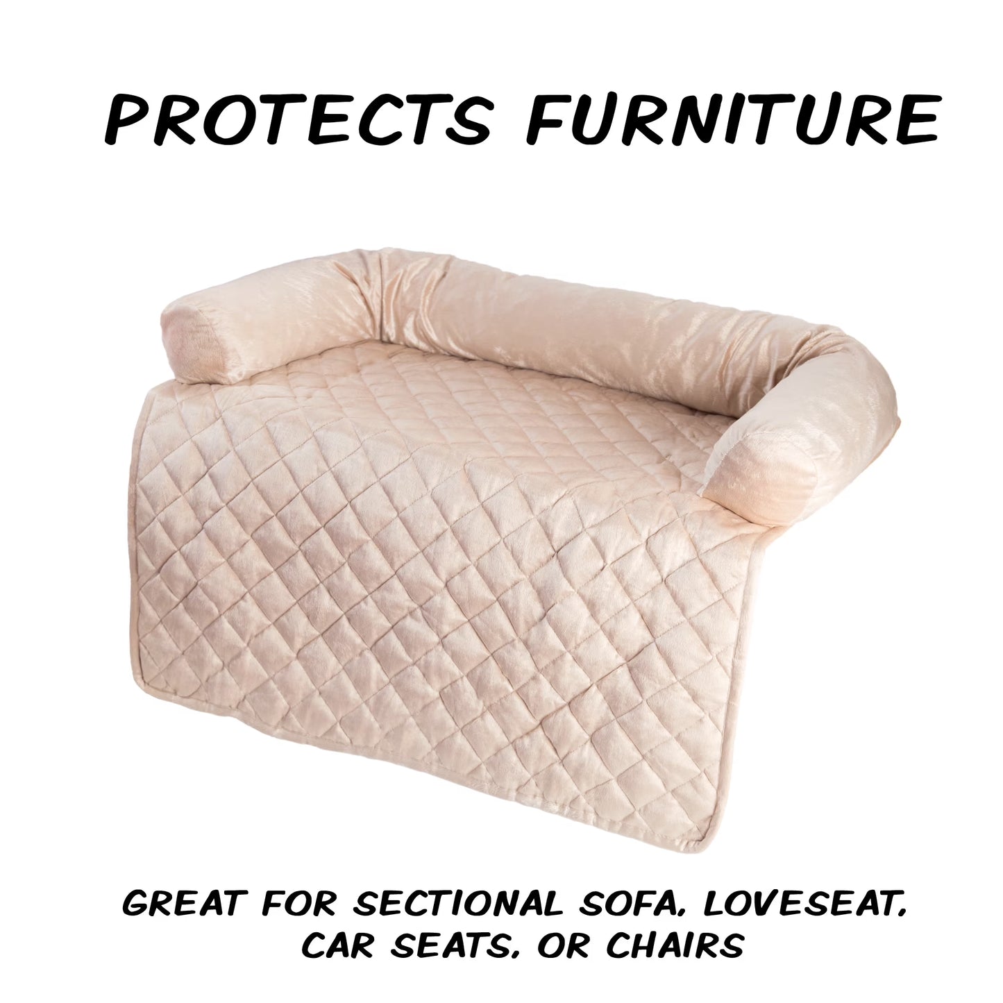 35X35 Couch Cover for Dogs with Memory Foam Bolster (Beige)