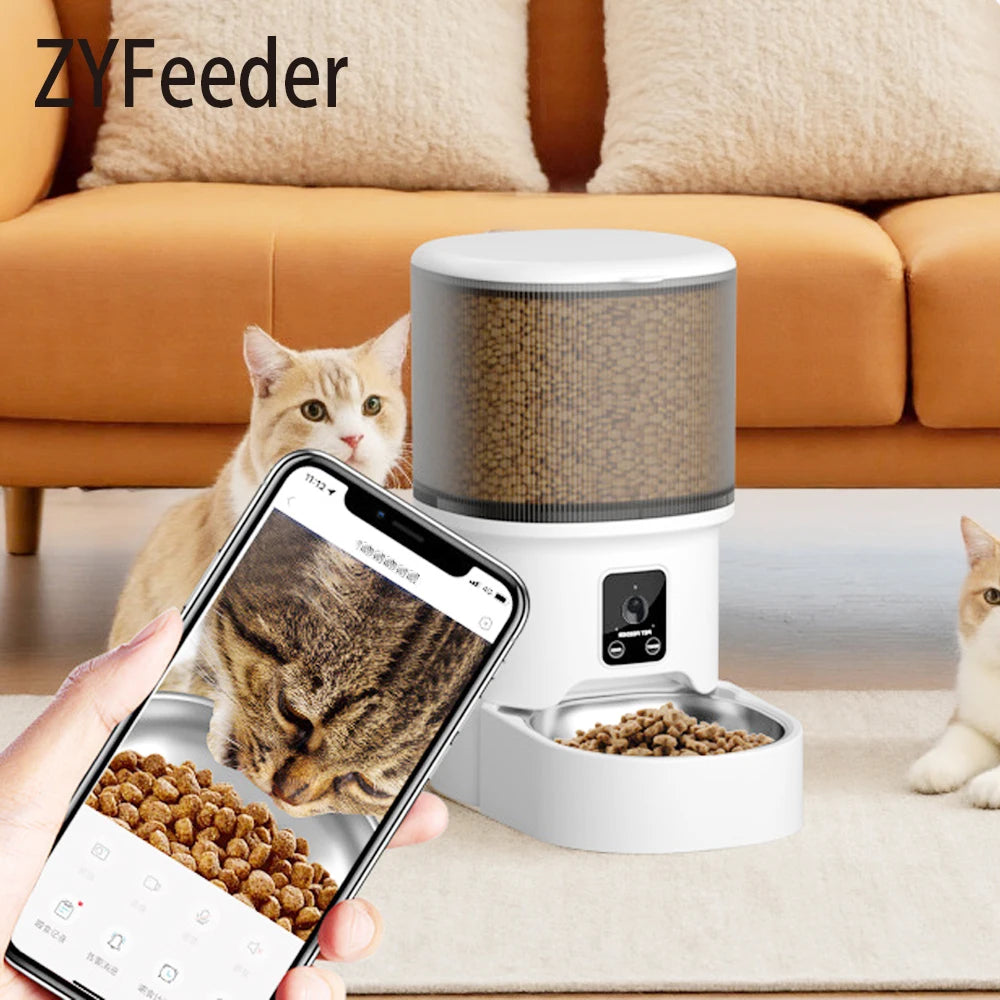 4L USB Smart Button WIFI APP Video Pet Feeder Automatic Cat Food Dispenser Bowl Dog Slow Food Feeder with Timed Camera Feeder
