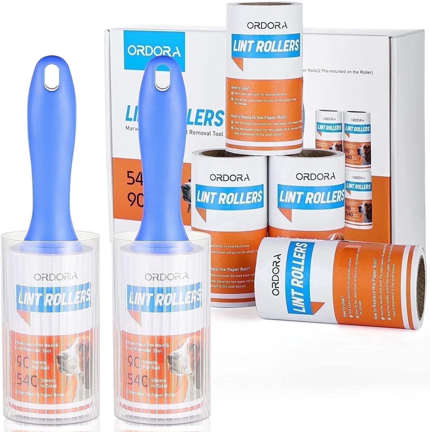 Lint Roller for Pet Hair, Extra Sticky Rollers for Clothes 6 Pack, 540 Sheets Total