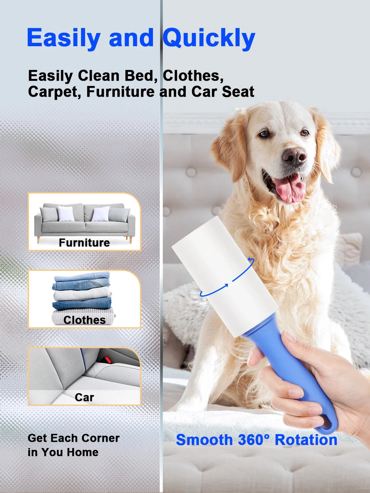 Lint Roller for Pet Hair, Extra Sticky Rollers for Clothes 6 Pack, 540 Sheets Total