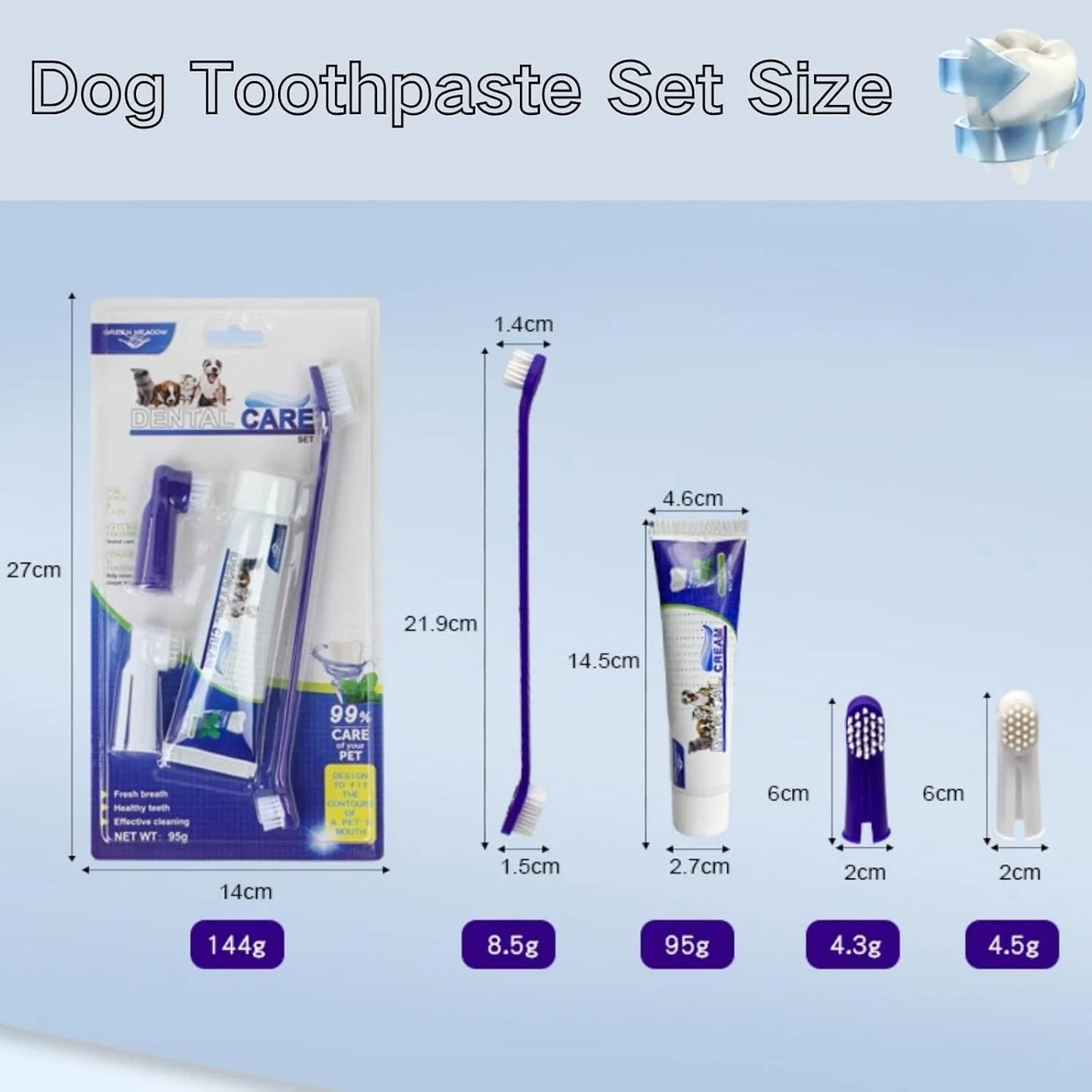 Pet Toothbrush Toothpaste Finger Set Cute Modeling Cat Dog Oral Cleaning Care Fresh Breath Double Head Toothbrush Pet Supplies