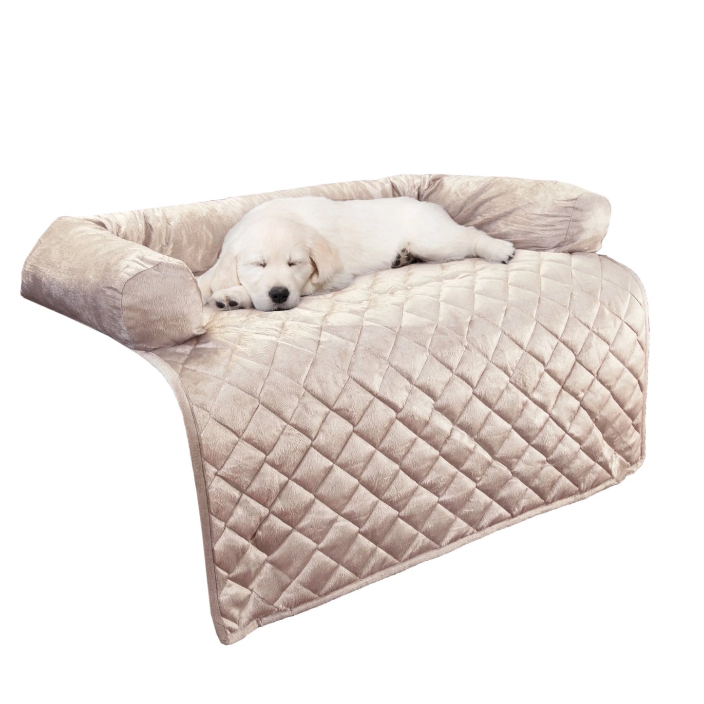 35X35 Couch Cover for Dogs with Memory Foam Bolster (Beige)