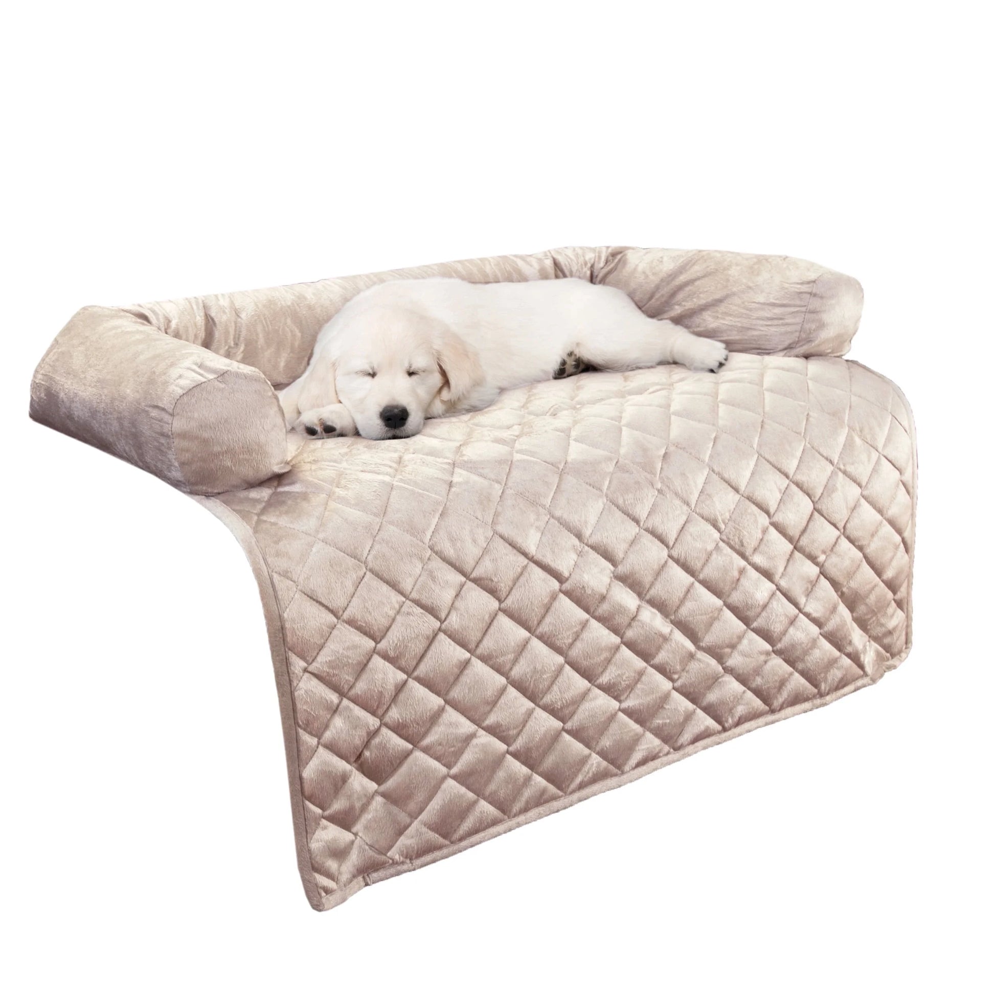 35X35 Couch Cover for Dogs with Memory Foam Bolster (Beige)