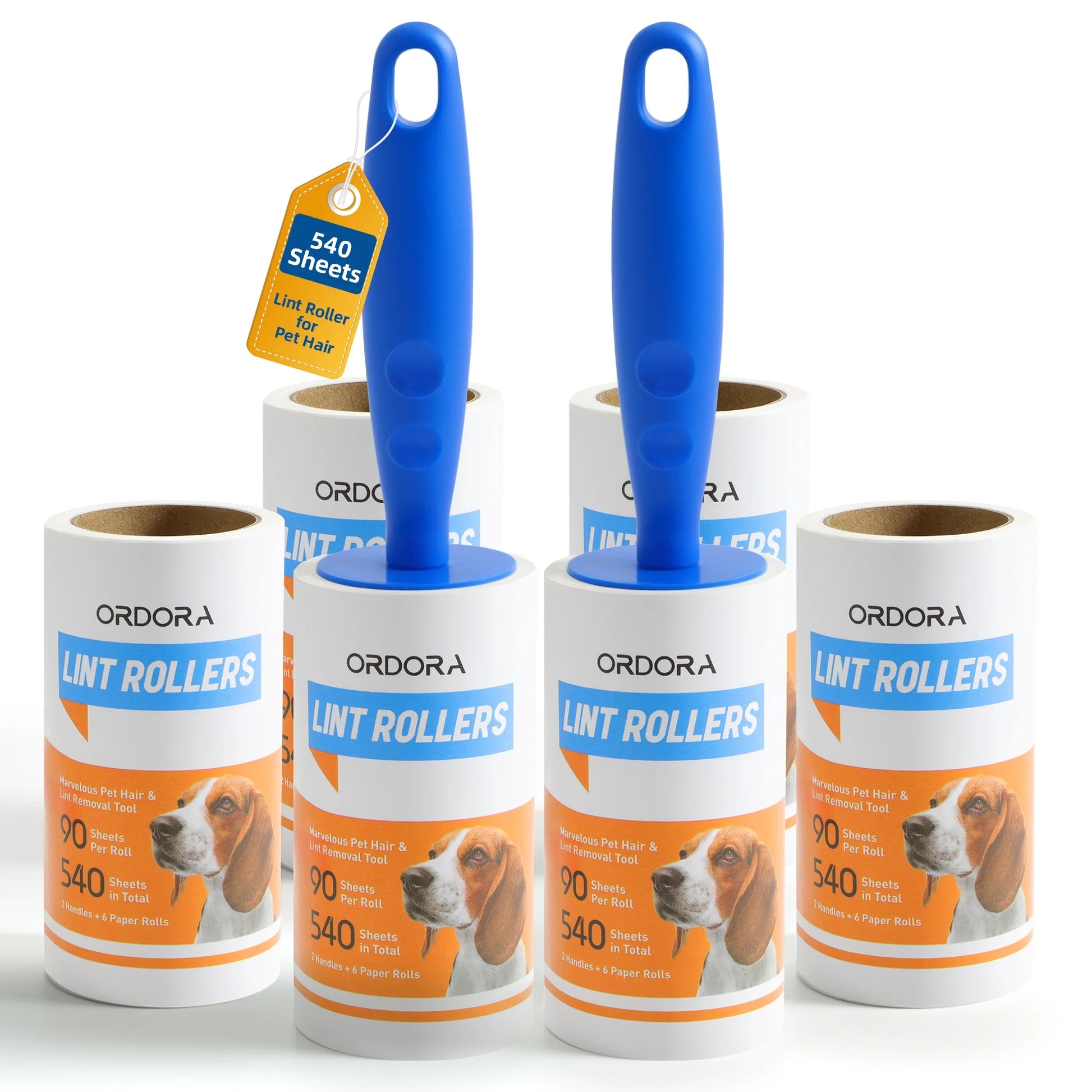 Lint Roller for Pet Hair, Extra Sticky Rollers for Clothes 6 Pack, 540 Sheets Total