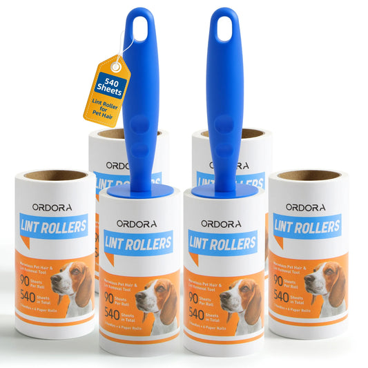 Lint Roller for Pet Hair, Extra Sticky Rollers for Clothes 6 Pack, 540 Sheets Total