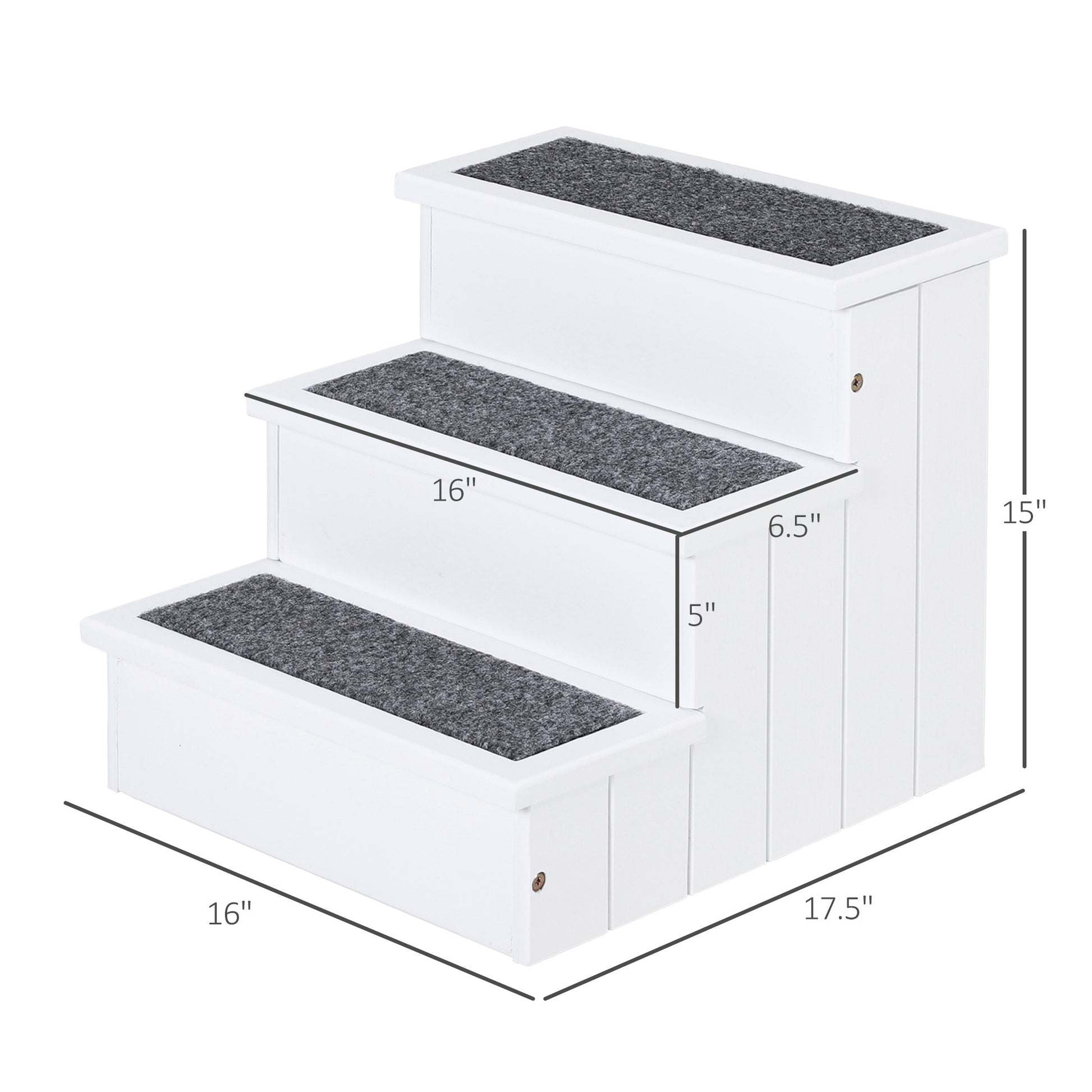 3 Step Carpeted Non Slip Pet Stairs Ramp for Cats and Small Dogs