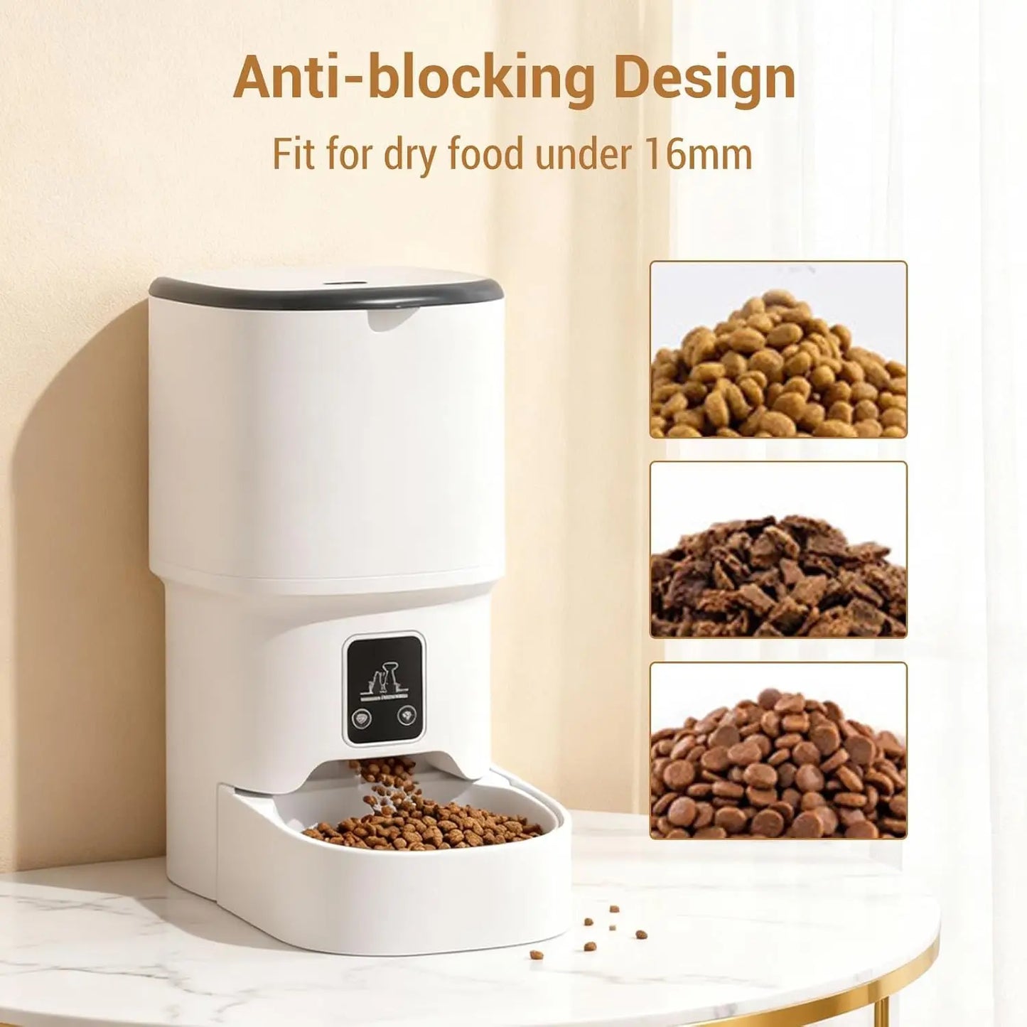 4L Programmable Automatic Pet Feeder for Small Dogs and Cats 6 Meals Daily Timer & Portion Control Dual Power with Bowl