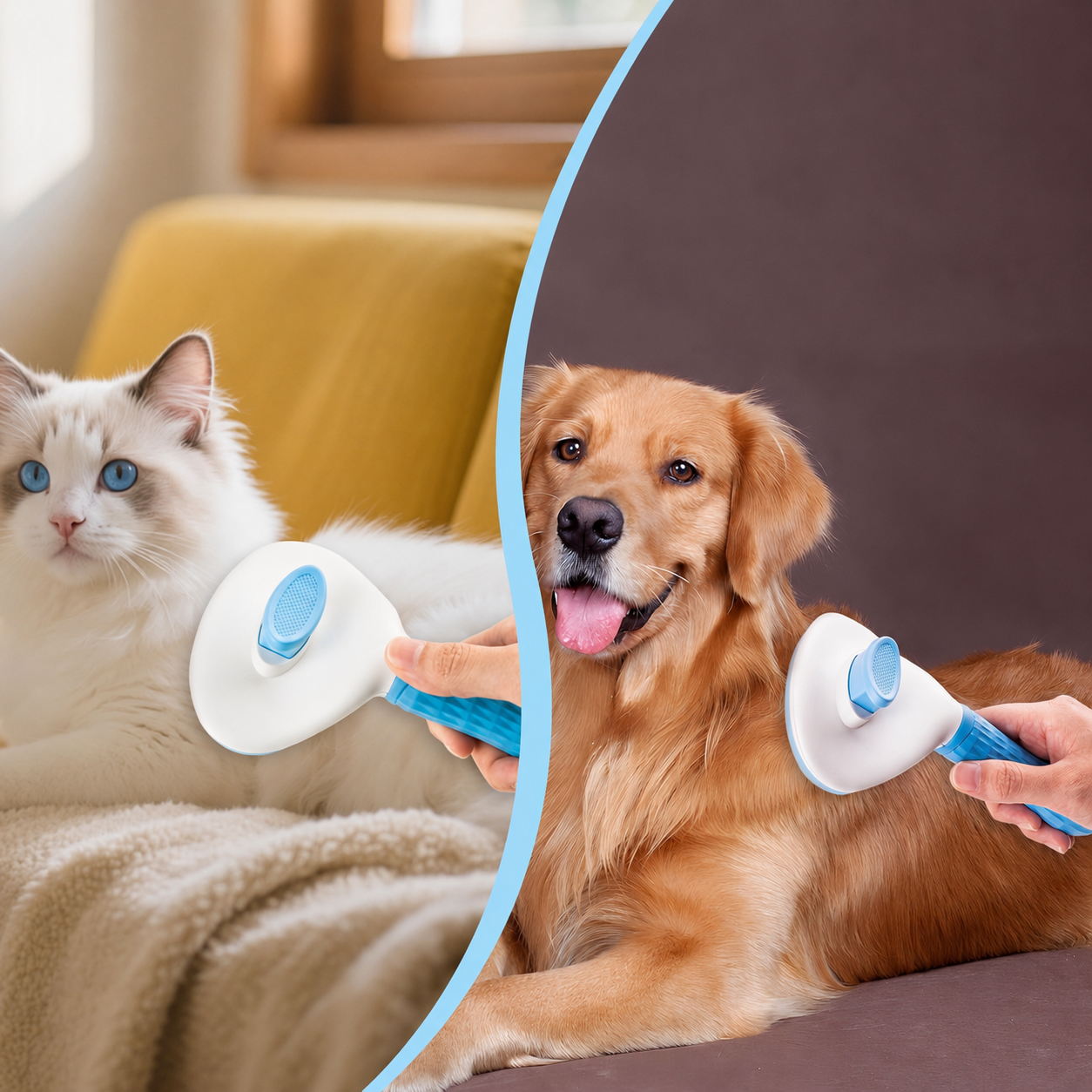 Self-Cleaning Slicker Brush — One-Click Fur Release for Dogs & Cats