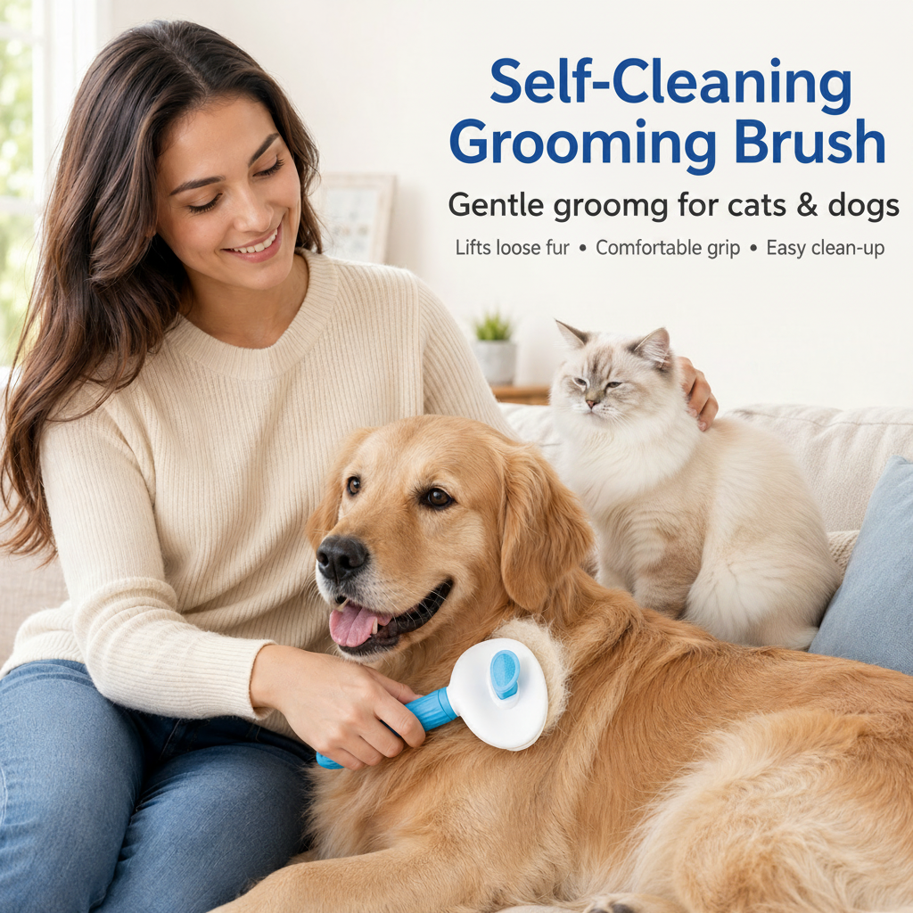 Self-Cleaning Slicker Brush — One-Click Fur Release for Dogs & Cats