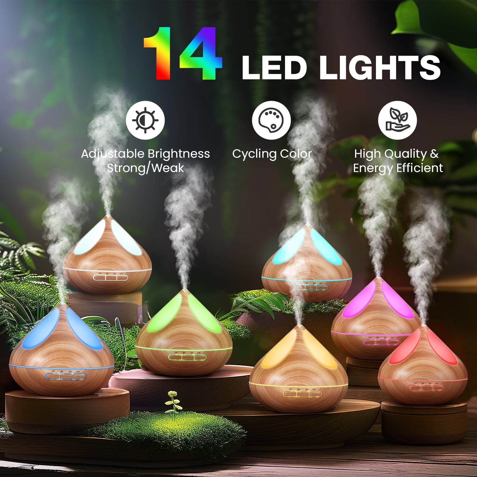 Transform Your Space with Our 500ml Essential Oil Diffuser & 8 Premium Essential Oils Set - Woodgrain Aromatherapy with Remote Control for Relaxation and Comfort