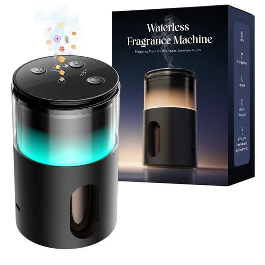 Waterless Essential Oil Diffuser, Cordless Aromatherapy Oil Diffuser with 3 Mist Level 8 Colors - Rechargeable Portable Scent Diffuser - Cool Mist Humidifier for Home Car Office