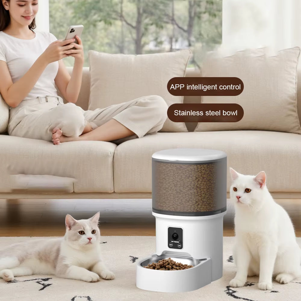 4L USB Smart Button WIFI APP Video Pet Feeder Automatic Cat Food Dispenser Bowl Dog Slow Food Feeder with Timed Camera Feeder