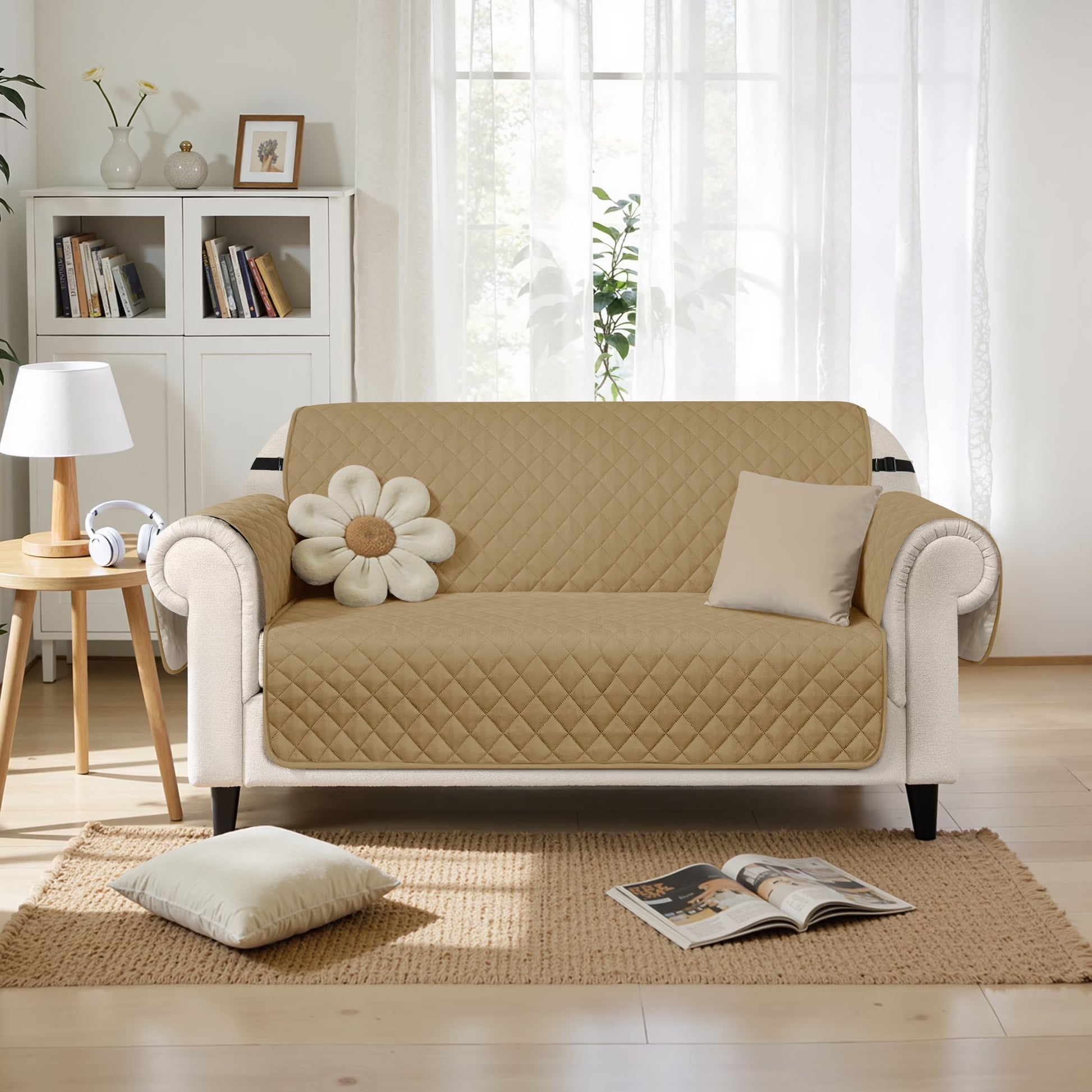 Reversible Sofa Cover for Pets, Non-Slip Couch Slipcover for Dogs & Cats, Washable Furniture Protector, Fits Most Couches (Oversize Sofa, Taupe)